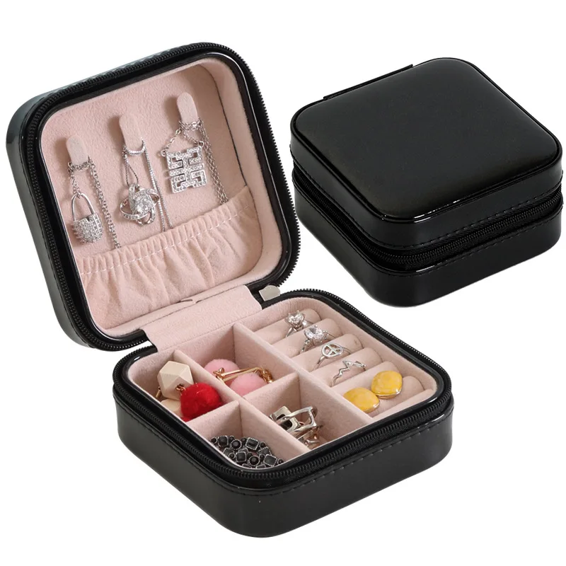 Paprasta papuošalų dėžutė Nešiojamų aksesuarų laikymo dėžutė PU odos monolayer auskarai ir žiedas ekranas karstas
