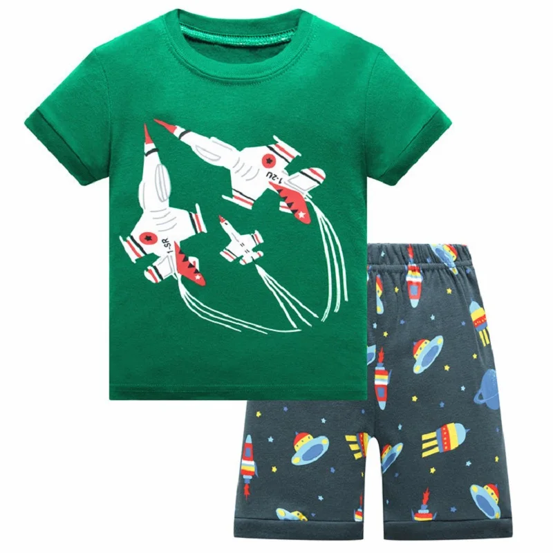 2020 m. naujo dizaino medvilnės, aukštos kokybės berniukai žalias dinozauras pižama pyjama vaikų berniukų ryklys pižama kūdikių drabužių rinkinys