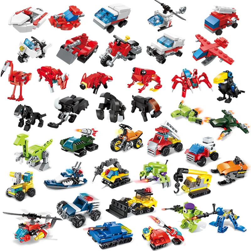 QMAN Mini Automobilių Transportavimas Blokai įrangos pardavimas, biuro įrangos dinozaurų Orlaivių, Automobilių Mechanikas automobilių Modelių Plytos Vaikų Žaislai