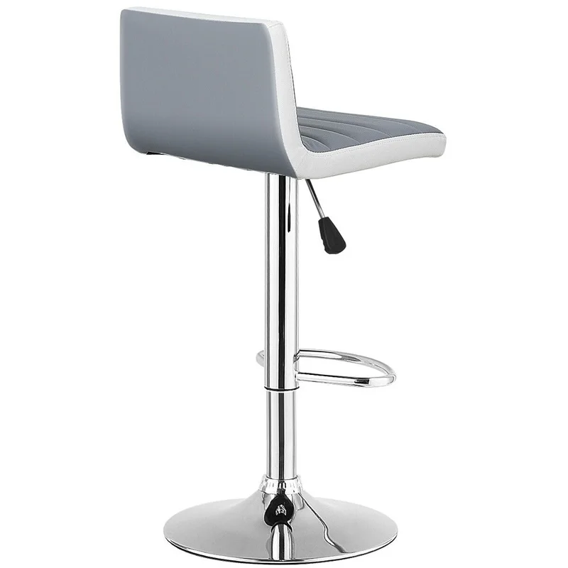 Aukštos Kokybės Rinkinys, 2 Reguliuojamos Pilkos spalvos PU Odos Baro Kėdės Patogios Reguliuojamo Aukščio Pasukama 360 Laipsnių Kėdės HW54929