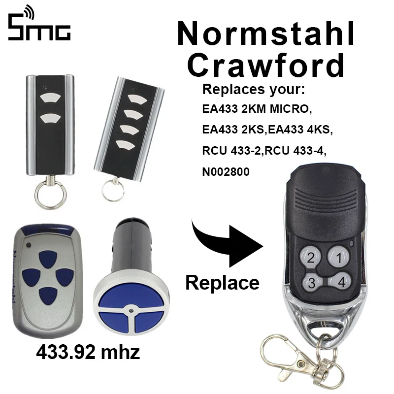 Normstahl CRAWFORD RCU433-2/EA433 2KS/4KS/RCU433-4/N002800 Durų Nuotolinio Valdymo 433.92 MHz Geležinkelių Kodas Garažo Durų Pakeitimo