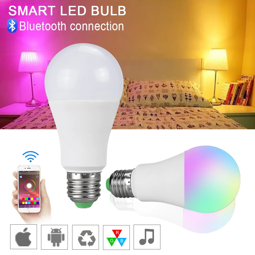 15W Ampulä-LED RGBW Smart Lemputės 85-265V E27 B22 Muzikos Valdymo Balsu 