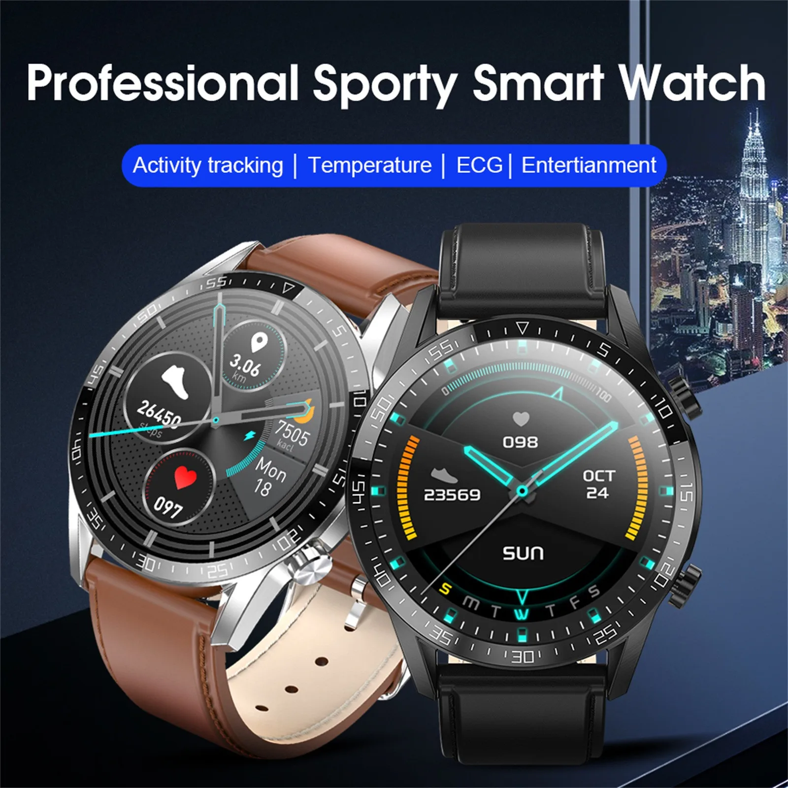Naujausias 6 Spalvų Smart Laikrodžiai Sporto Vyrų Smartwatch Temperatūra Fitneso, Širdies ritmo 1.28 Colių IP68 Vandeniui Moteris 