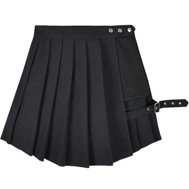 NiceMix 2020 naujas vasaros ponios sijonas Harajuku gotikos juoda sexy aukšto juosmens klostuotas sijonas punk girl sijonas su šortai