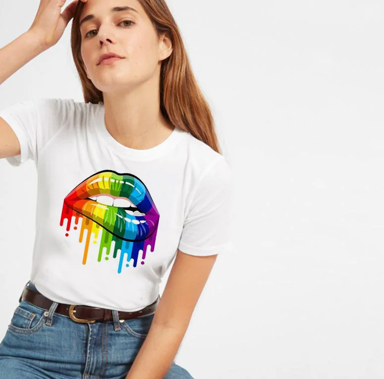2020 Naujų moterų, vyrų Vasaros Viršūnes Tees Seksuali spalva Dažytos Lūpos t medvilnės marškinėliai trumpomis Rankovėmis prekės ženklo mados apvalios kaklo marškinėlius