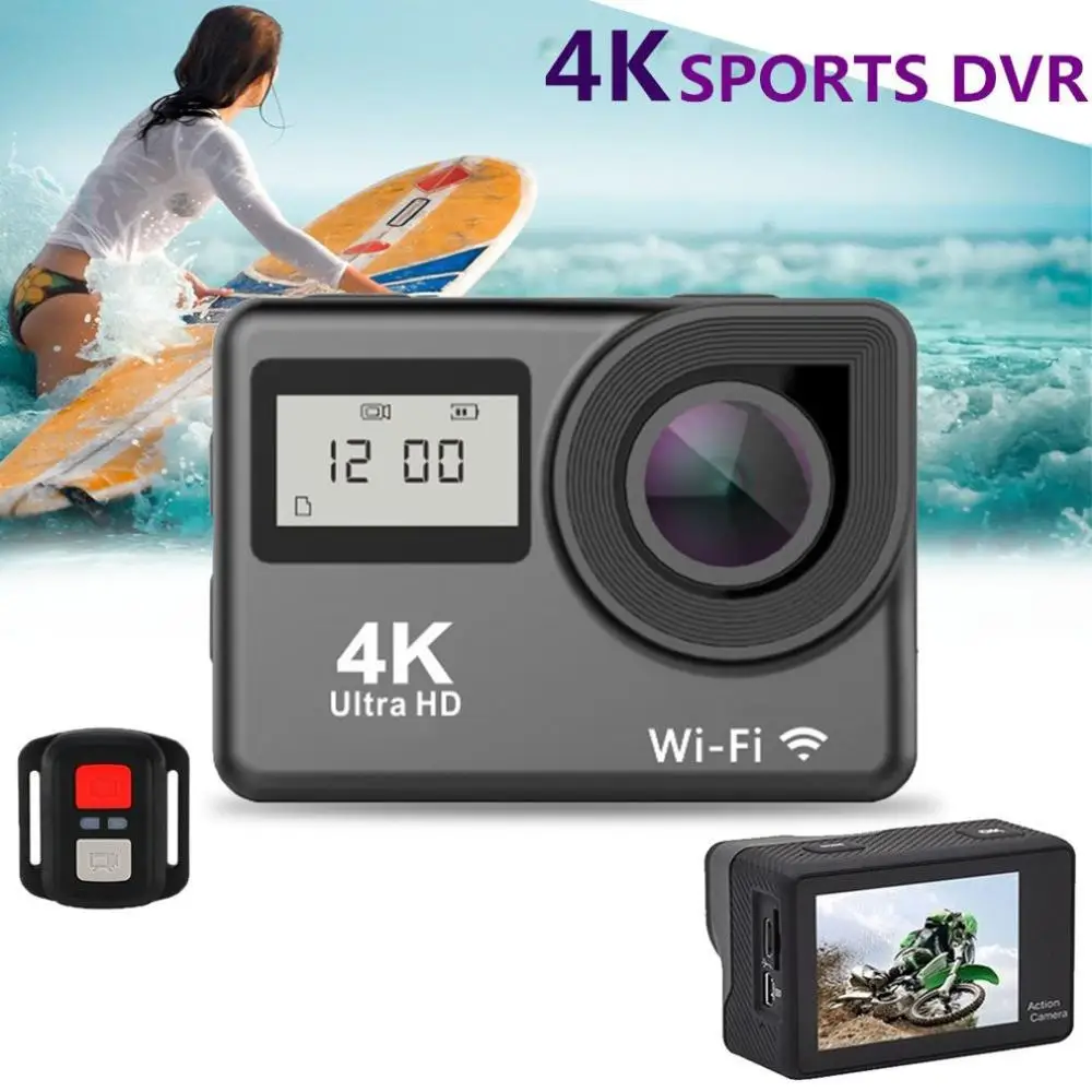 Sporto DV Kamera 4K Touch Screen Dual Dcreen Nuotolinio Valdymo Lauko Vandeniui Wifi kamera Nardymo Veiksmo Kameros