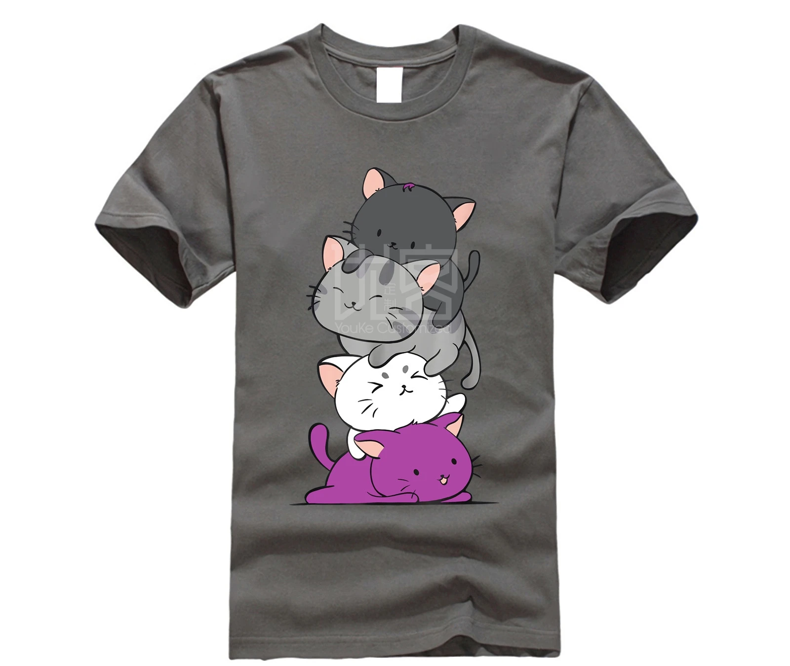Prekės vyrų marškinėliai Kawaii Kačių Krūva Anime marškinėliai Nelytinės Pasididžiavimas Vėliavos Kačiukai