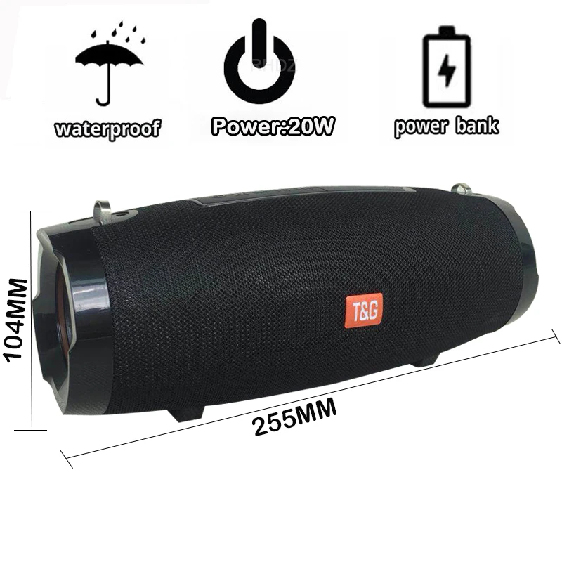 Portable Bluetooth Speaker 20W Belaidžio Bosinė Kolonėlė Vandeniui Lauko Garsiakalbio Paramos AUX TF USB Boombox 3D Stereo Garsiakalbis