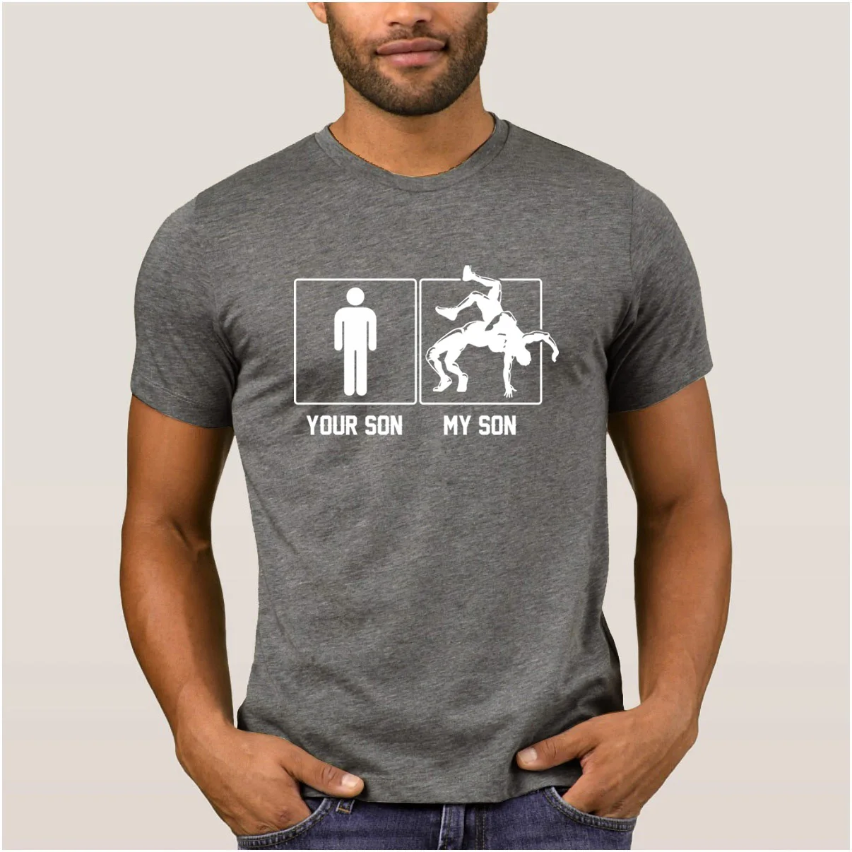Asmenybės Pastato vyriški marškinėliai jūsų sūnus mano sūnus imtynių imtynininkas t-shirt vyrams vasaros Įprastos medvilnės marškinėlius paprastas Mielas