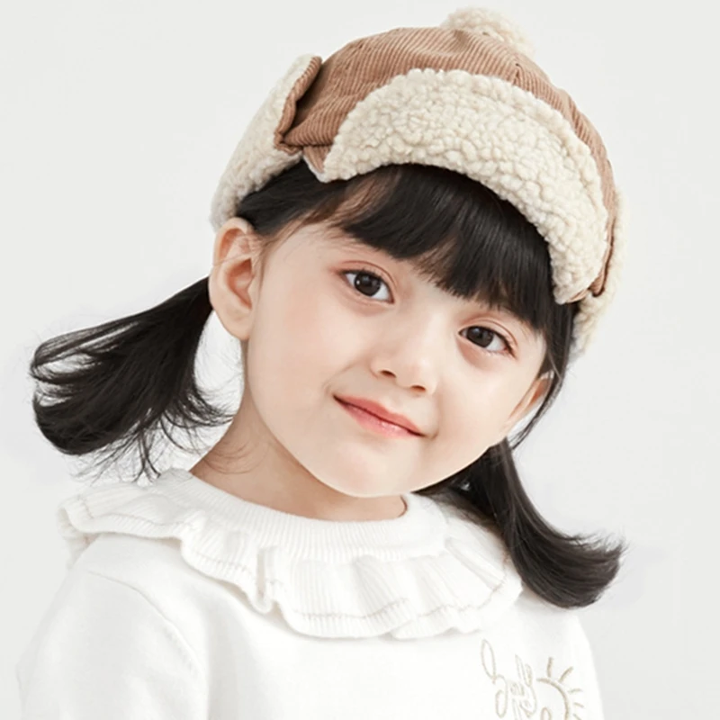 KARTELIO žiemos vaikų pasiekė bžūp lauko plius aksomo, šiltas, ausų apsaugos ėriukų vilnos skrybėlę letter spausdinimo laukinių žiemos kūdikių skrybėlę