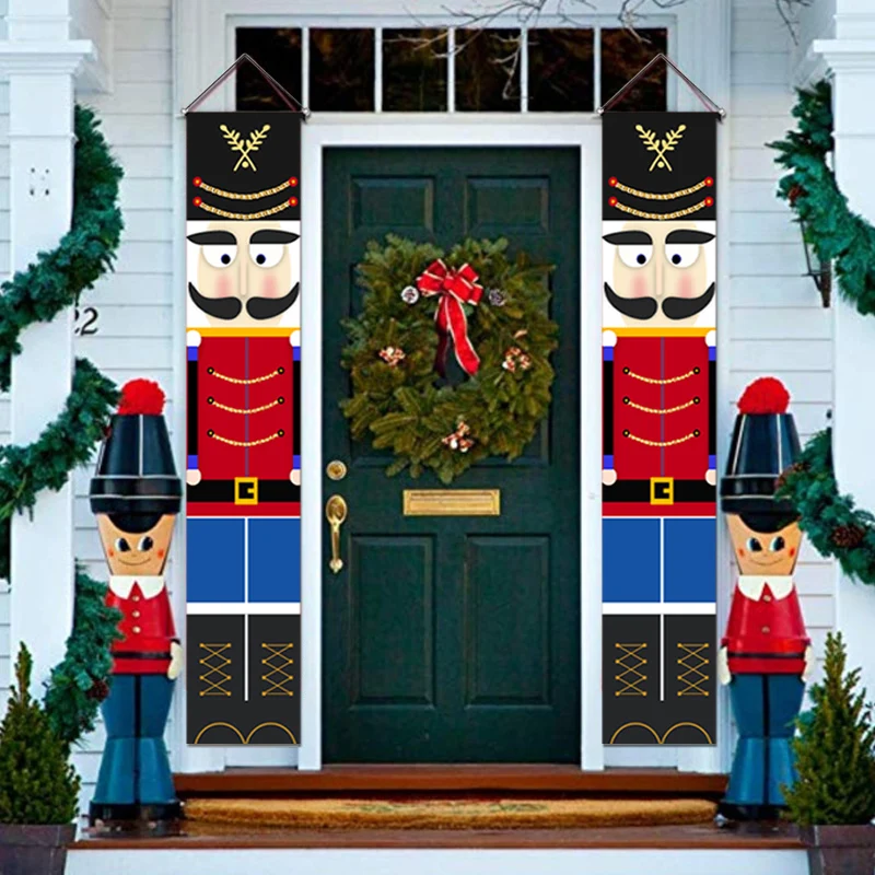 Kalėdų Animacinių Filmų Dekoratyvinis Durų Užuolaidos Kareivis Modelis Kalėdų Kabantys Papuošalai Kalėdų Papuošalų Už Namų Durų Užuolaidos
