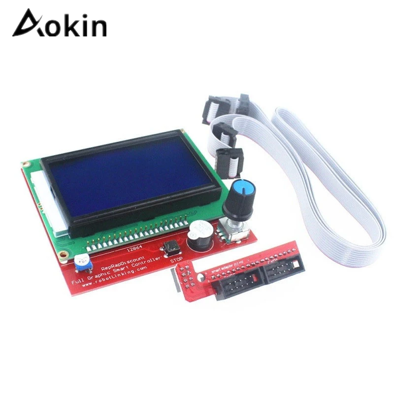 Aokin 3D Spausdintuvo Ekrano 12864 Smart Controller 3D Spausdintuvas Rampos 1.4 Valdytojas LCD Valdymo Skydelį Stebėti Plokštė Mėlynas Ekranas