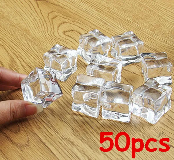 50pcs (2,5 cm/3cm dydžio) Vestuves Ekranas Dirbtinių Akrilo Ledo Kubeliai Crystal Clear Apdaila