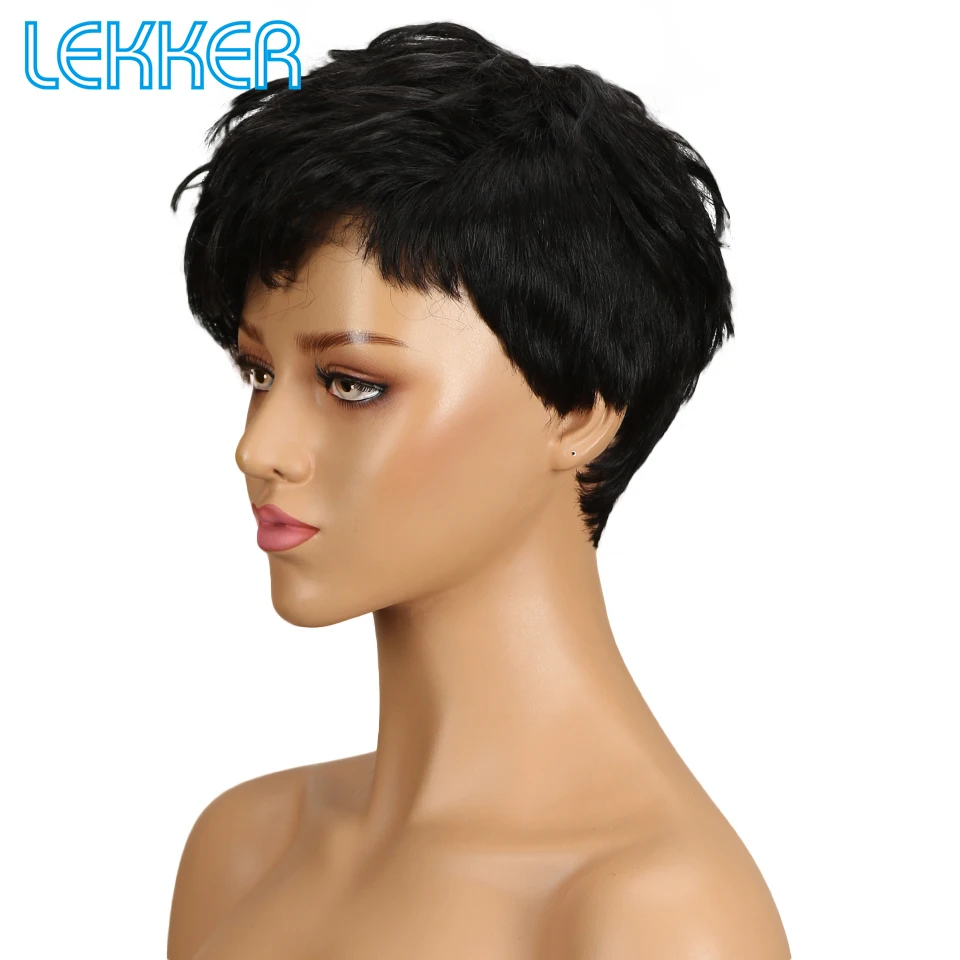 Lekker Perukai Trumpas Žmogaus Plaukų Perukai Brazilijos Remy Žmogaus Plaukų Perukai Už Juodaodžių Moterų Mašina, Žmogaus Plaukų Perukai Dešimt Spalvų