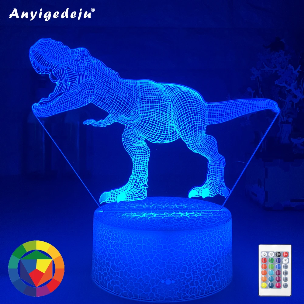 Dinozaurai 3D LED Nakties Šviesos Stalas naktinė lempa Jutiklinis Nuotolinio Stalo Lempa Dekoro Dovanos Kūdikiams, Vaikams, Vaiku Gimtadienio Šventė Mergina