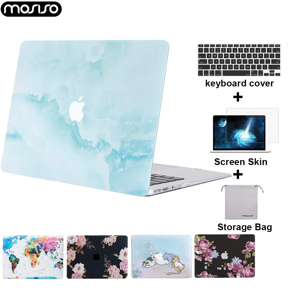 MOSISO kompiuterį Macbook Air 13 inch Padengti A1466 A1369 2012-2017+Silikoninis Klaviatūros Viršelis + Ekrano Plėvelė + Laikymo Maišelis