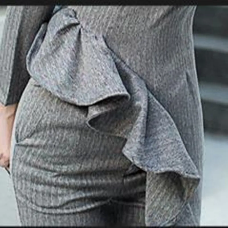2020 Seksualus Raukiniai Dviejų dalių Rinkinys Moterims Dryžuota Mada Nereguliarus Viršūnes Kelnės Slim 2 dalių komplektas Rudenį Šalies Moters Kostiumas Elegantiškos Pilkos spalvos