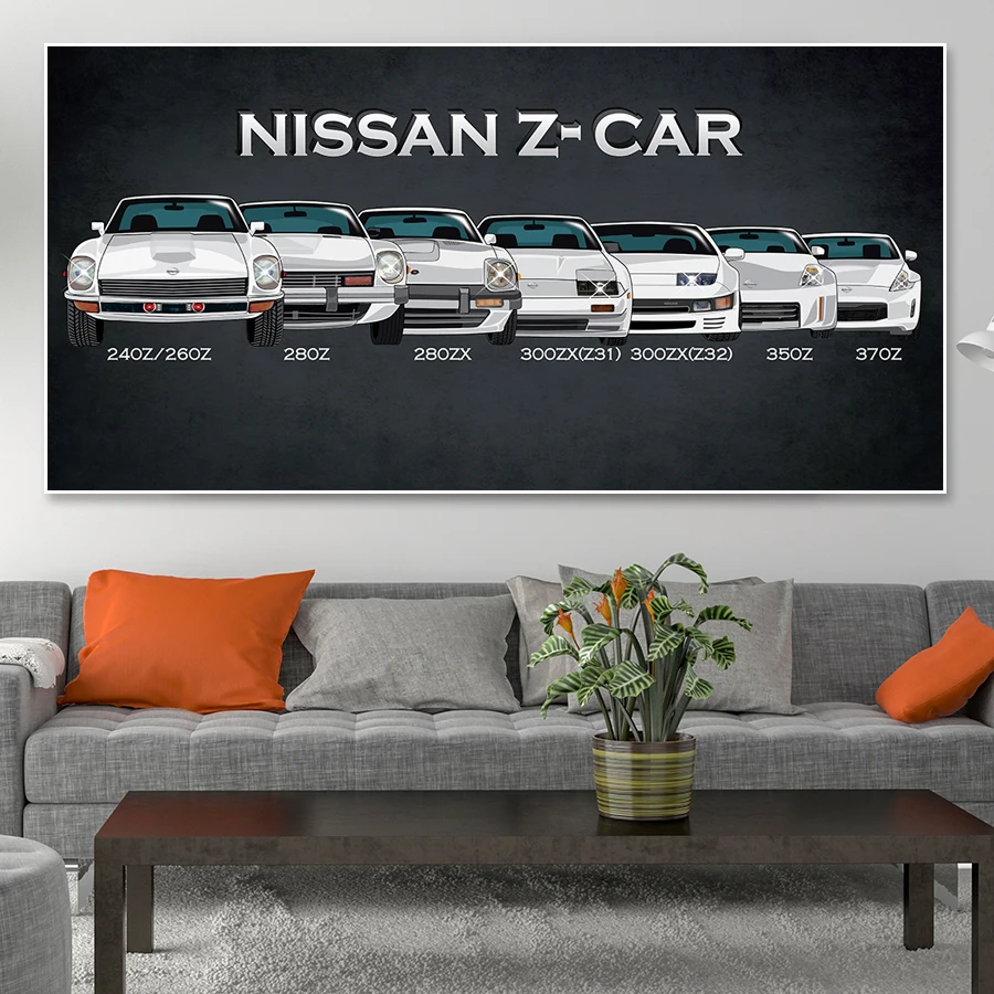 Automobilių sporto Plakatas HD Spausdinti Modulinės Meno kūrinius, Modernus 1 vnt Nissan Z Gtr Automobilių Nuotraukas, Naktiniai staleliai, Namų Dekoro Sienos Meno Tapybos Drobės