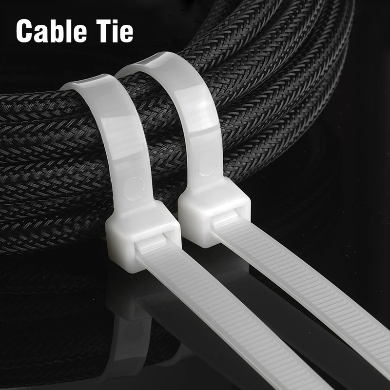 Savaiminio fiksavimo plastiko nailono kaklaraištis 100 VNT balto 8*300cable tvirtinimo elementą ring8*200 kabeliui zip apsiaustas dirželis nailono vielos kaklaraištis