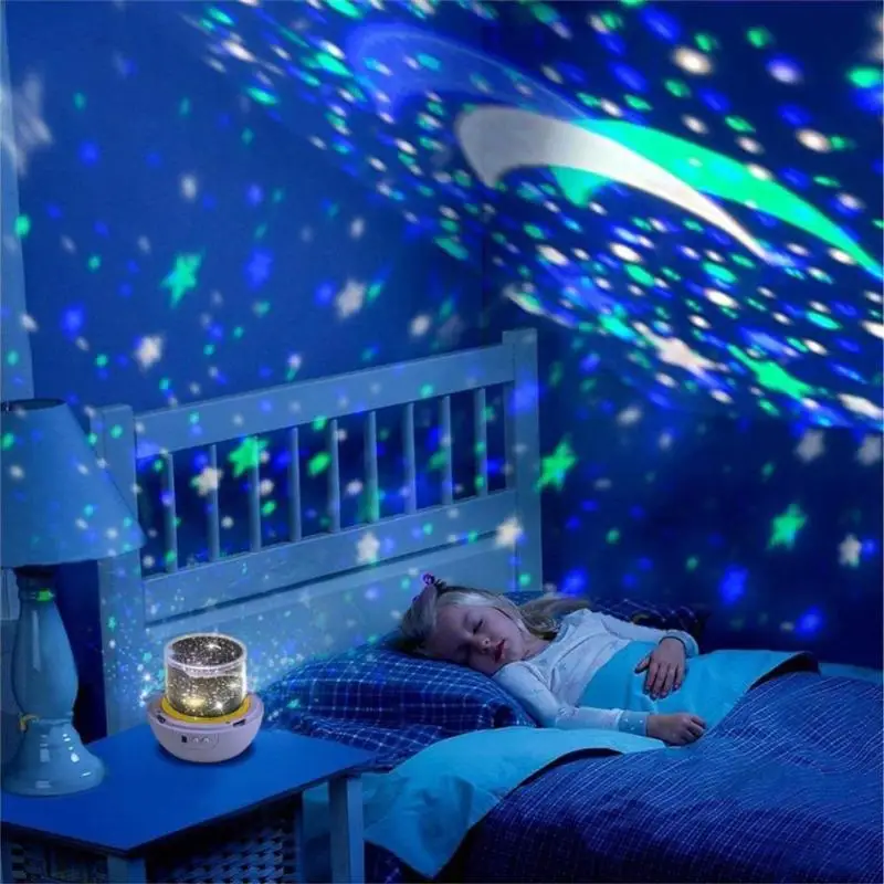 Žvaigždėto Dangaus Projekcija, Lempa Su Baterijomis, Sukasi Naktiniai Nakties Šviesos Projektoriaus Lempa Spalvinga Vaikai, Vaikų Namų Dekoro