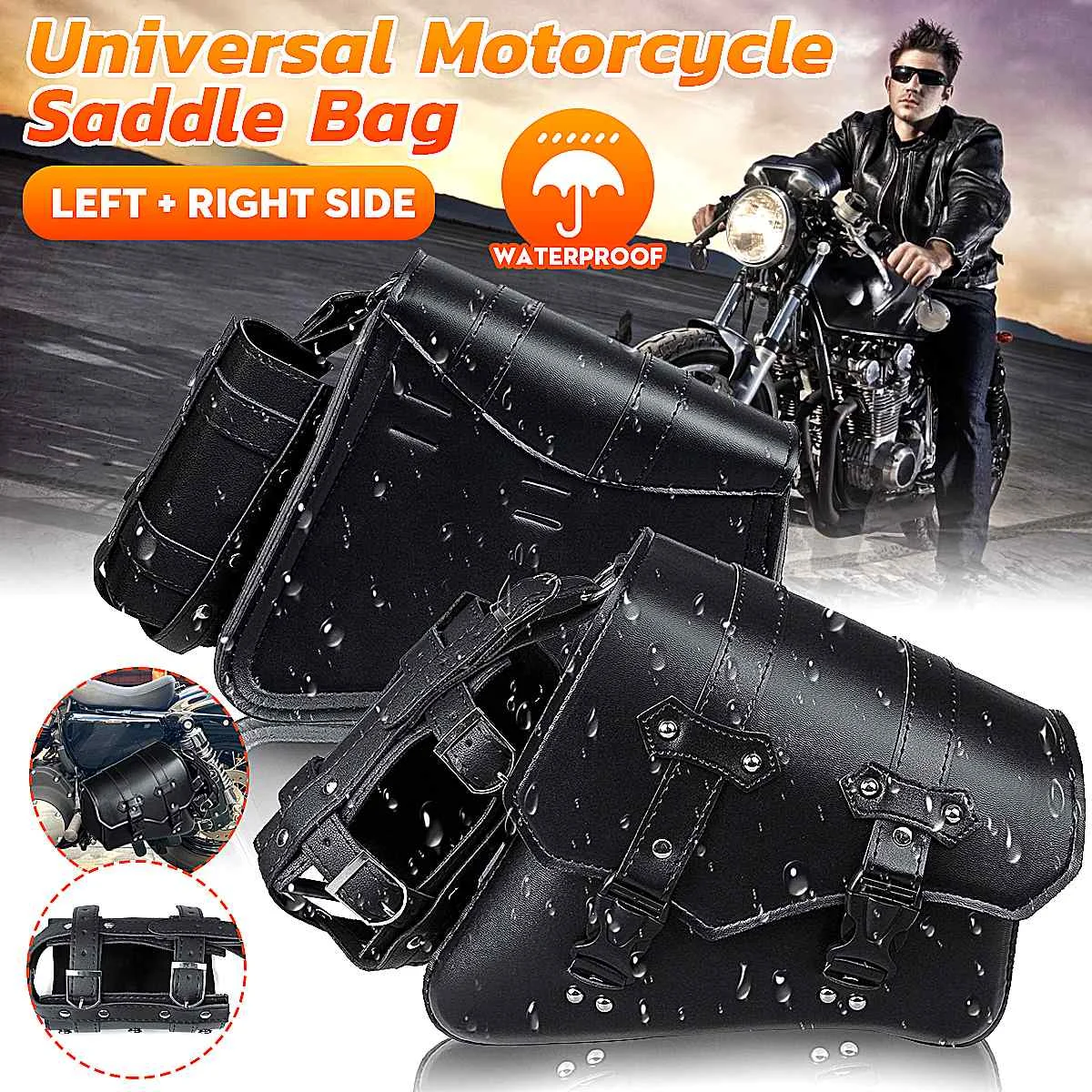 Universalus Motociklas Įrankinės, PU Oda Pusėje Įrankių Krepšiai Vandeniui Balno Krepšiai