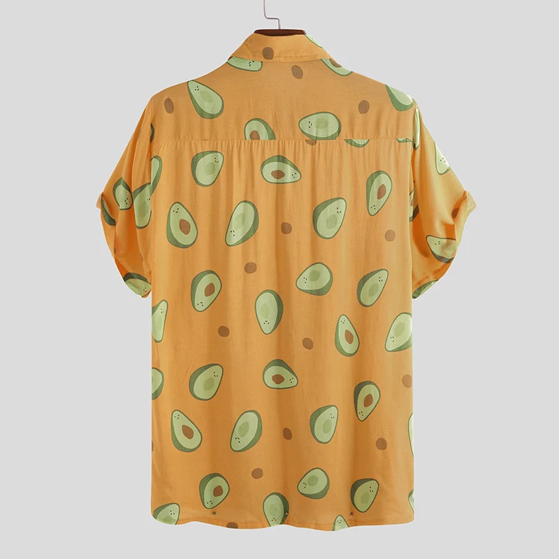 INCERUN Vasaros 2021 Mados Havajų Mens Spausdinti Atvartas Marškinėliai Atsitiktinis Atostogų Avokado Streetwear Asmenybės Camisa Masculina 5XL8