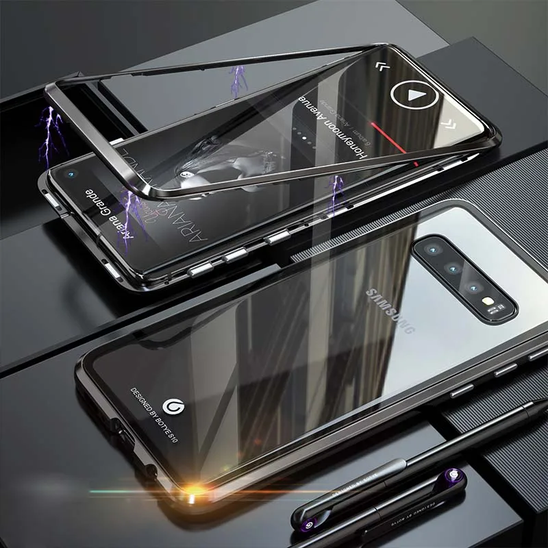 Magnetų generatoriai; Magnetiniai Adsorbcijos Metalo Case for Samsung Galaxy S10 Plius Atvejais Stiklo gaubtas 