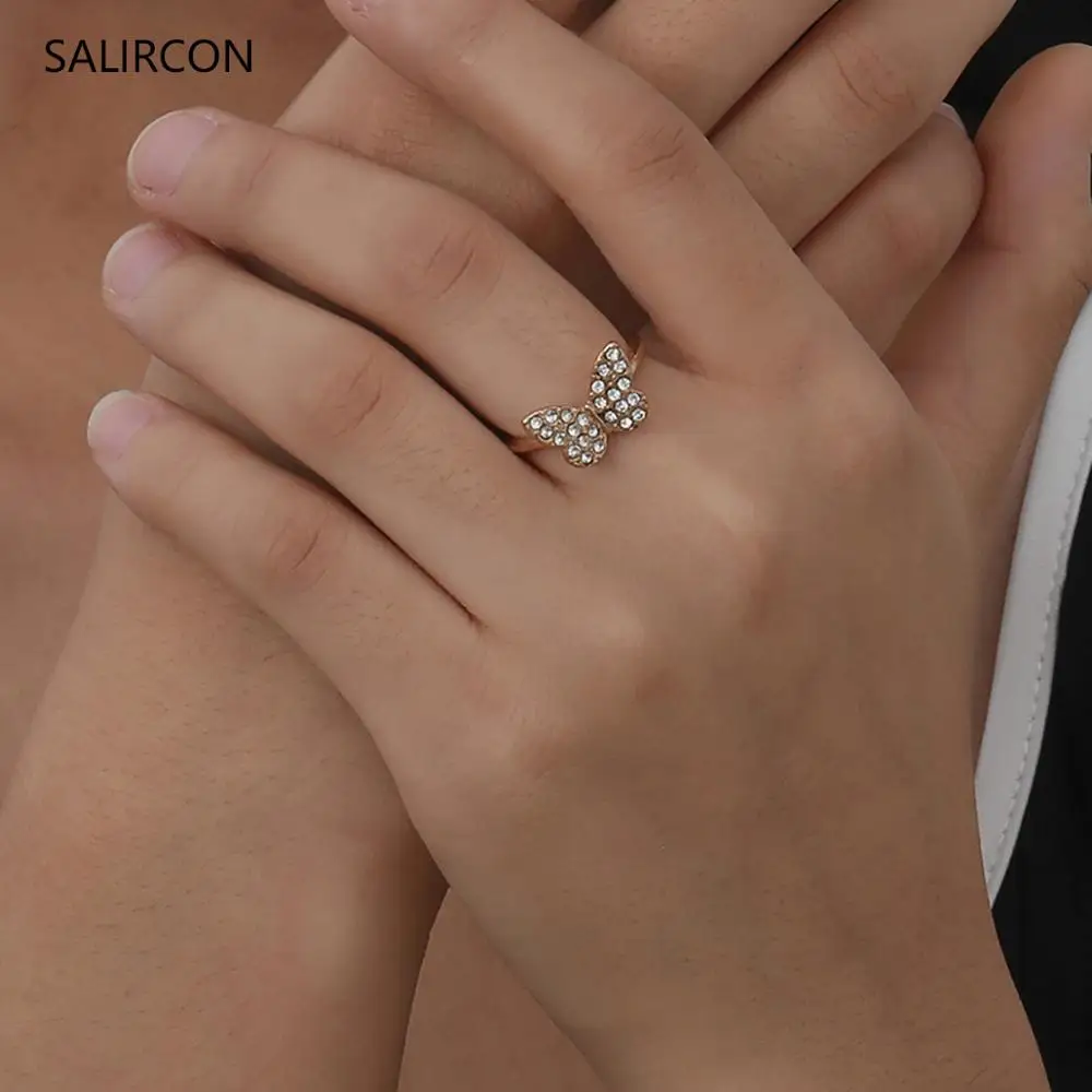 Salircon Drugelis kalnų krištolas, Spindintis Žiedas Crystal Vestuviniai Žiedai Moterims Princesė Prabangių Papuošalų Mados Dovanos Anillos 2020 m.