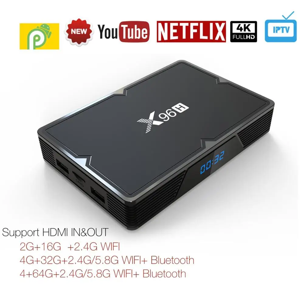 X96H 6K Android 9.0 TV Box 4G-32G, Su Dual Band Wifi Blueooth Paramos HDMI Į Paramą Netflix, 
