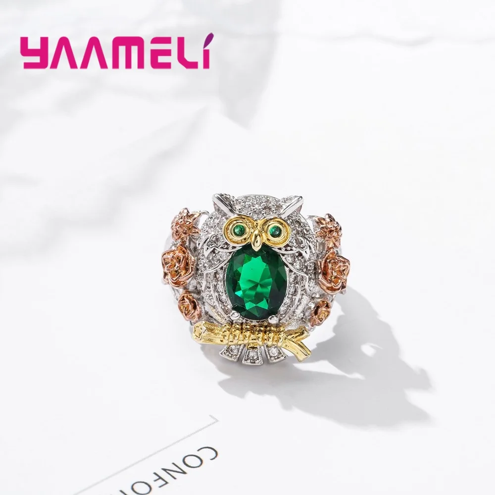Prekės Unisex Mados Kietas Originalus Pelėda Dizaino nutiesti Cirkonis kalnų krištolas Green Crystal 