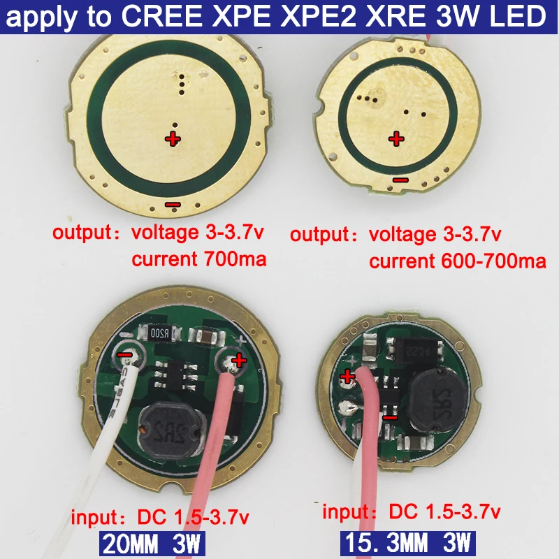 5VNT LED driver valdybos naudoti 3W 5W 10W 18W 30W CREE XHP50 XHP70 XPE XRE XML XPL XPG 2 Lempos granulių didelio galingumo 1.5 v 5v baterija 12v
