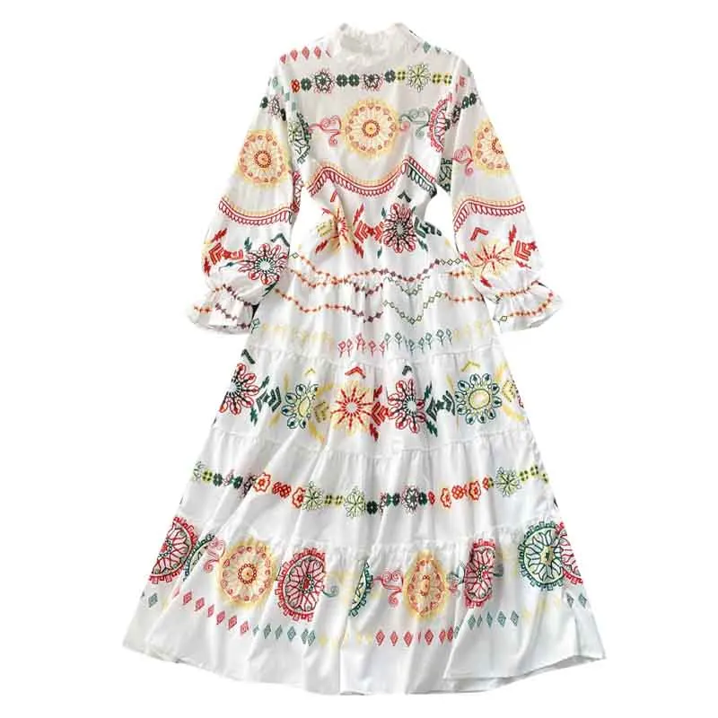 WHCH CGDSR 2020 m. rudens žiemos suknelės moterims prabanga korėjos stiliaus suknelė šalis elegantiška vintage boho-line kilimo ir tūpimo tako spausdinti vestidos
