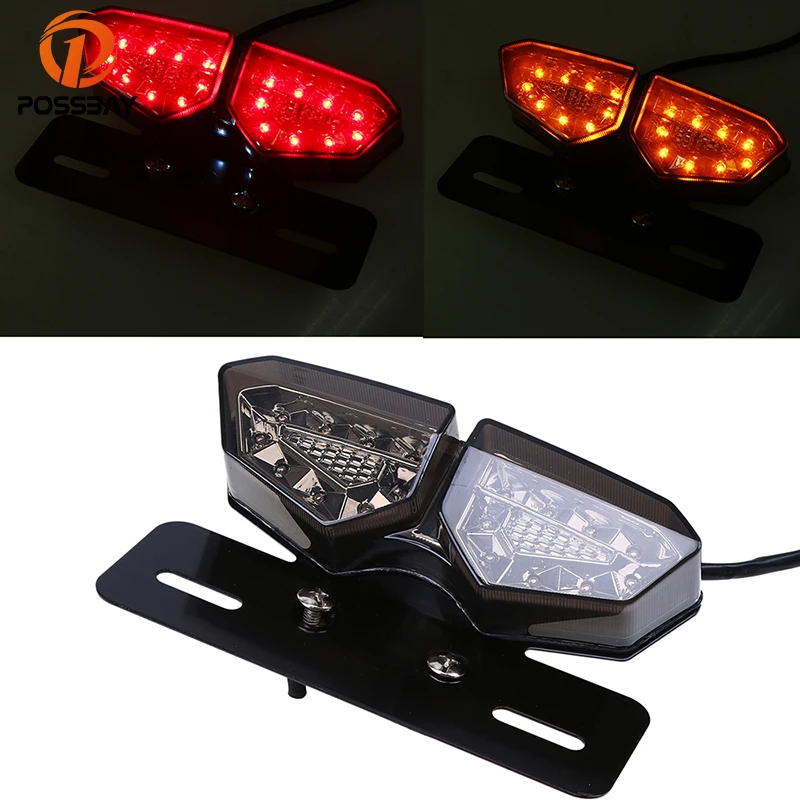 POSSBAY Universalus Motociklas, Žibintai, LED Stabdžio Integruotu Posūkio Signalo Žibintai Cafe Racer Enduro Licencijos numerio apšvietimo Lemputės