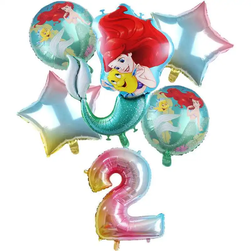 Disney Ermaid Ariel Animacinių filmų Disney Princess Folija Balionai 32Inch Skaičius Baloes Gimtadienio Dekoro Vaikas Žaislas Baby Shower Prekes