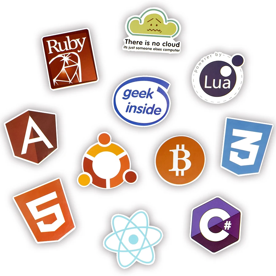 50 VNT Kietas Programavimo Lipdukai Logotipas Interneto Programinės įrangos Lipdukas Juokinga Dovana Geeks Įsilaužėlių Kūrėjai 