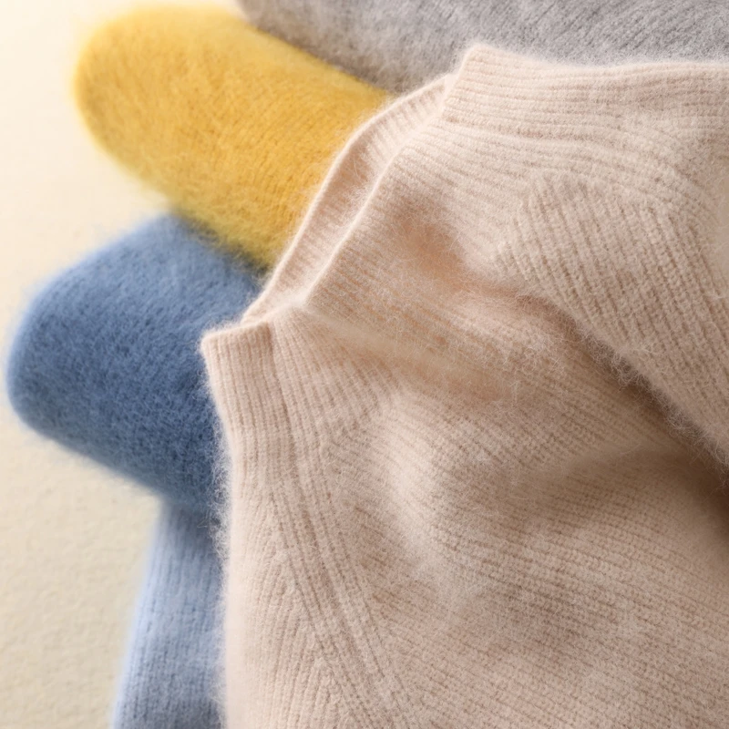 FRSEUCAG Naują half-aukštos apykaklės megztinis moteriška rinkiniai trumpas trumpas laisvi megztiniai žiemą šiltas, minkštas storas raglan rankovėmis megztinis