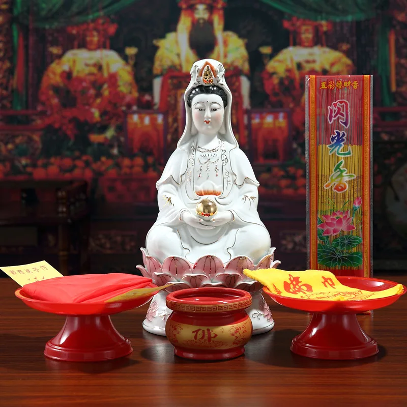Budistų Keraminės Medžiagos 8 colių Deivė Turtas ir Goddess of Mercy Apdaila iš Pietų Kinijos Jūros Guanyin Bodhisatvos