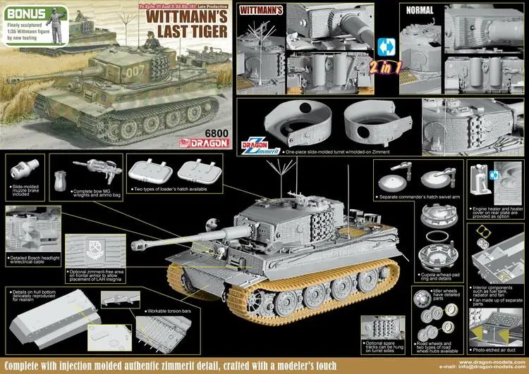 DRAGON 1/35 6800 Pz.Kpfw.VI Ausf.E Sd.Kfz 181 - Wittmanas s Paskutinis, Tigrinės <3 Premijos>