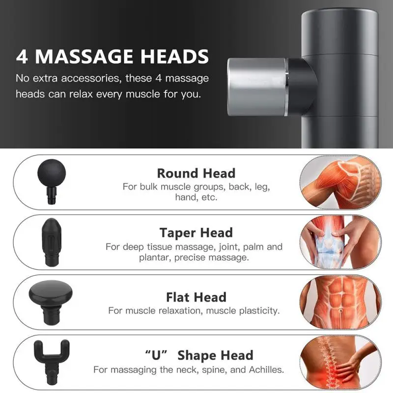 Aukšto dažnio raumenų masažas ginklą Didelės spartos vibraciją massager massageador fizines 4 Vadovai, Giliųjų Audinių Masažas Ginklą dropship