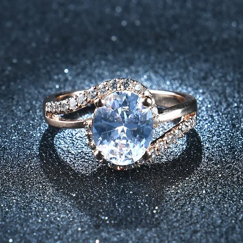 USTAR NAUJĄ iki 2017 m. AAA Cirkono Kristalai vestuviniai žiedai moterims rose aukso spalvos sužadėtuvių žiedai moterų anel bižuterijos