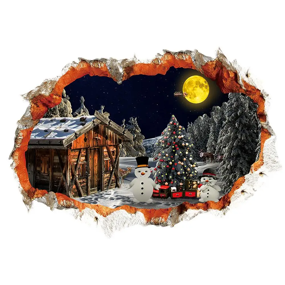Kalėdų Sienų Lipdukai PVC Nuimamas Vandeniui Sniego senį, Kalėdų Eglutė Lipdukai, naujieji Metai, Kalėdiniai Papuošalai, Namų
