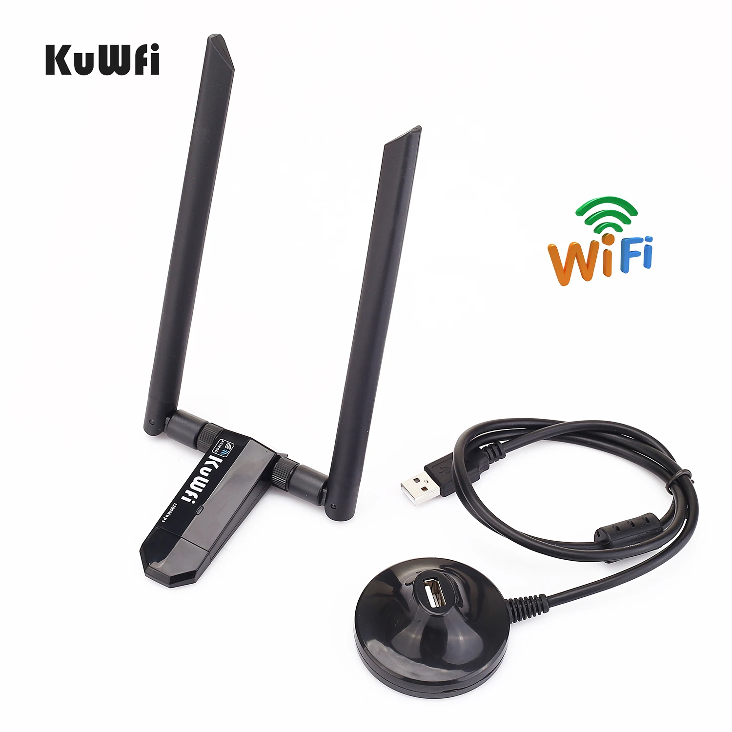 KuWFi mini USB3.0 Wifi Adapteris 1200Mbps 5dBi Antenos PC USB Wi-fi Imtuvas, dviejų dažnių Didelės Spartos Belaidžio Tinklo Kortelė
