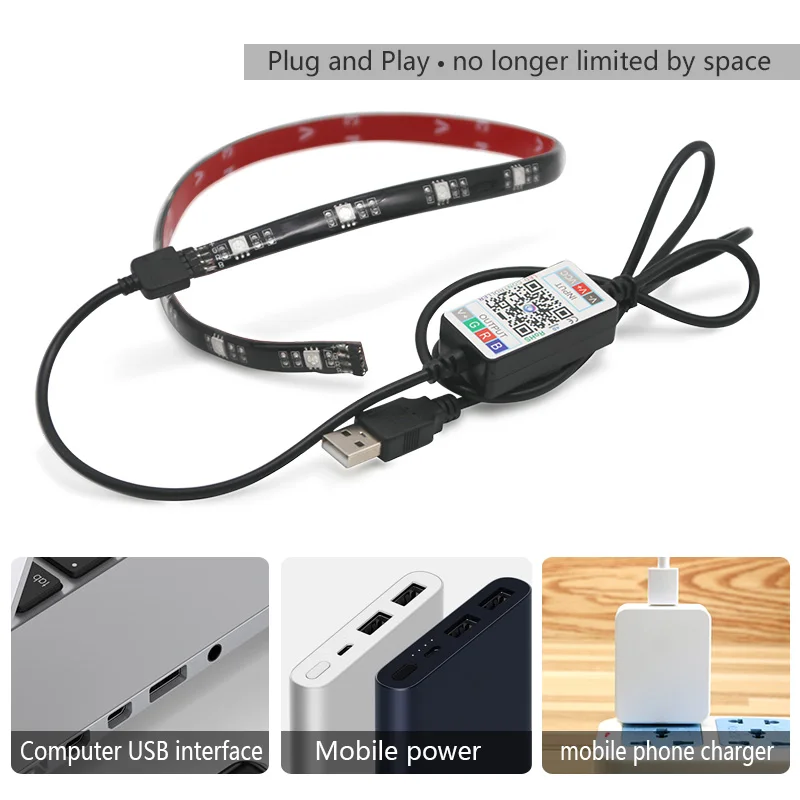 USB RGB 5050 Vandeniui Led Juostelės Žibintai, TV Atgal Šviesos diodų (LED Šviesos Juostelės Juosta Kompiuterio LED Šviesos Juostelės DC 5V Apšvietimas