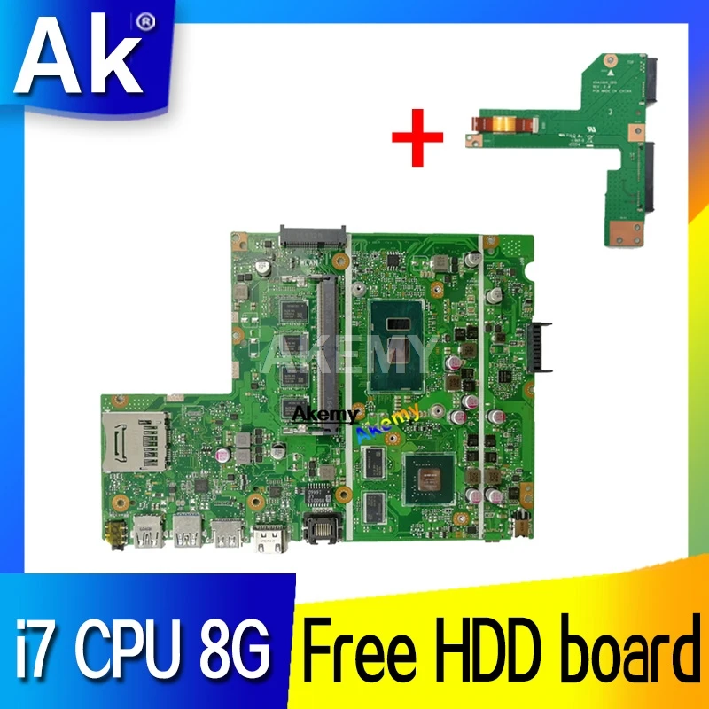 Už Asus X541UJ X541UV X541U X541 X541UVK X541UQk Nešiojamas plokštė Bandymo originalus mainboard 8G i7 CPU nemokamai HDD valdyba