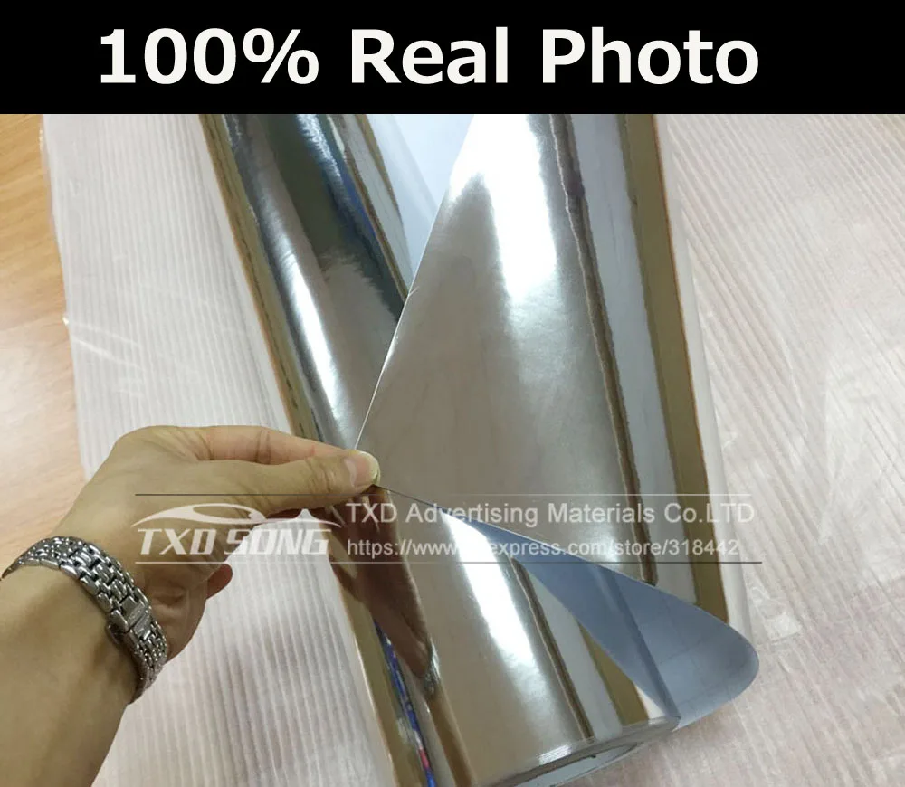 Premium Aukštos tampus veidrodis silver Chrome Veidrodis, lankstus Vinilo Įvyniojimas Lapas Roll Filmas 