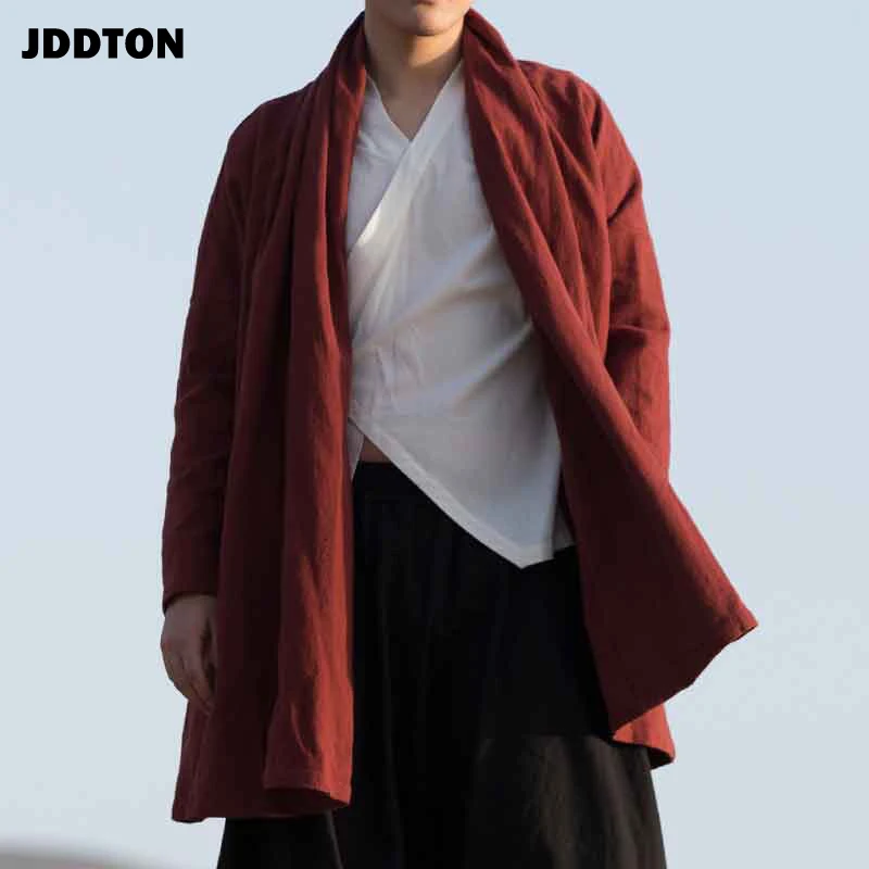JDDTON Mens Kimono Mados Striukės Kietieji Ilgai Dalyje Skalbiniai, Viršutiniai drabužiai, Paltai Prarasti Atsitiktinis Vyras ilgomis Rankovėmis Retro Paltas JE132