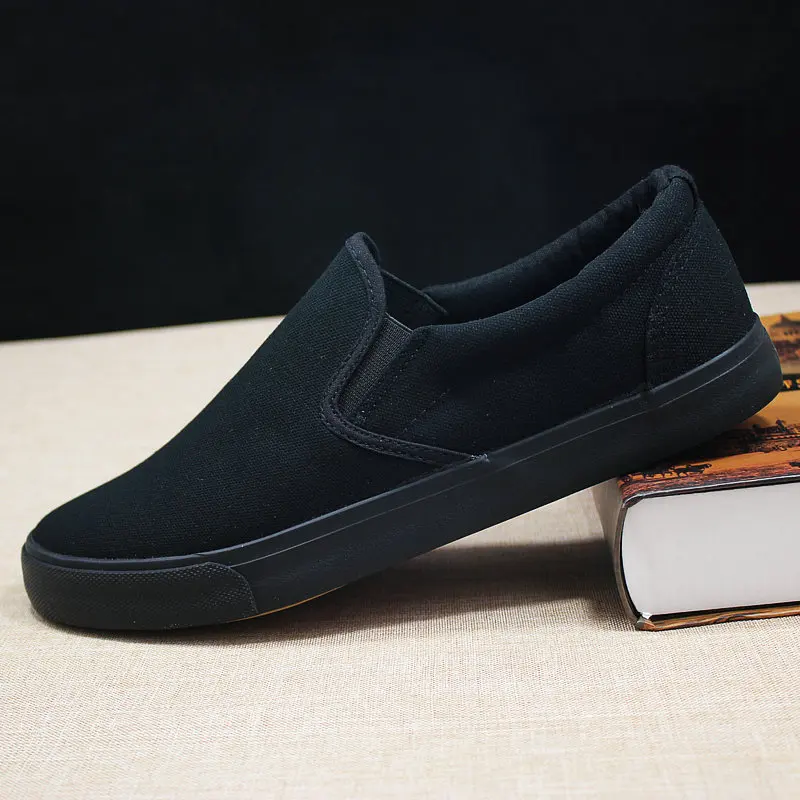 Drobė batai, vyriški batai, visas juodas atsitiktinis vientisos spalvos didelio dydžio zapatos de hombre, mens mokasīni, stambusis sportbačiai 2019