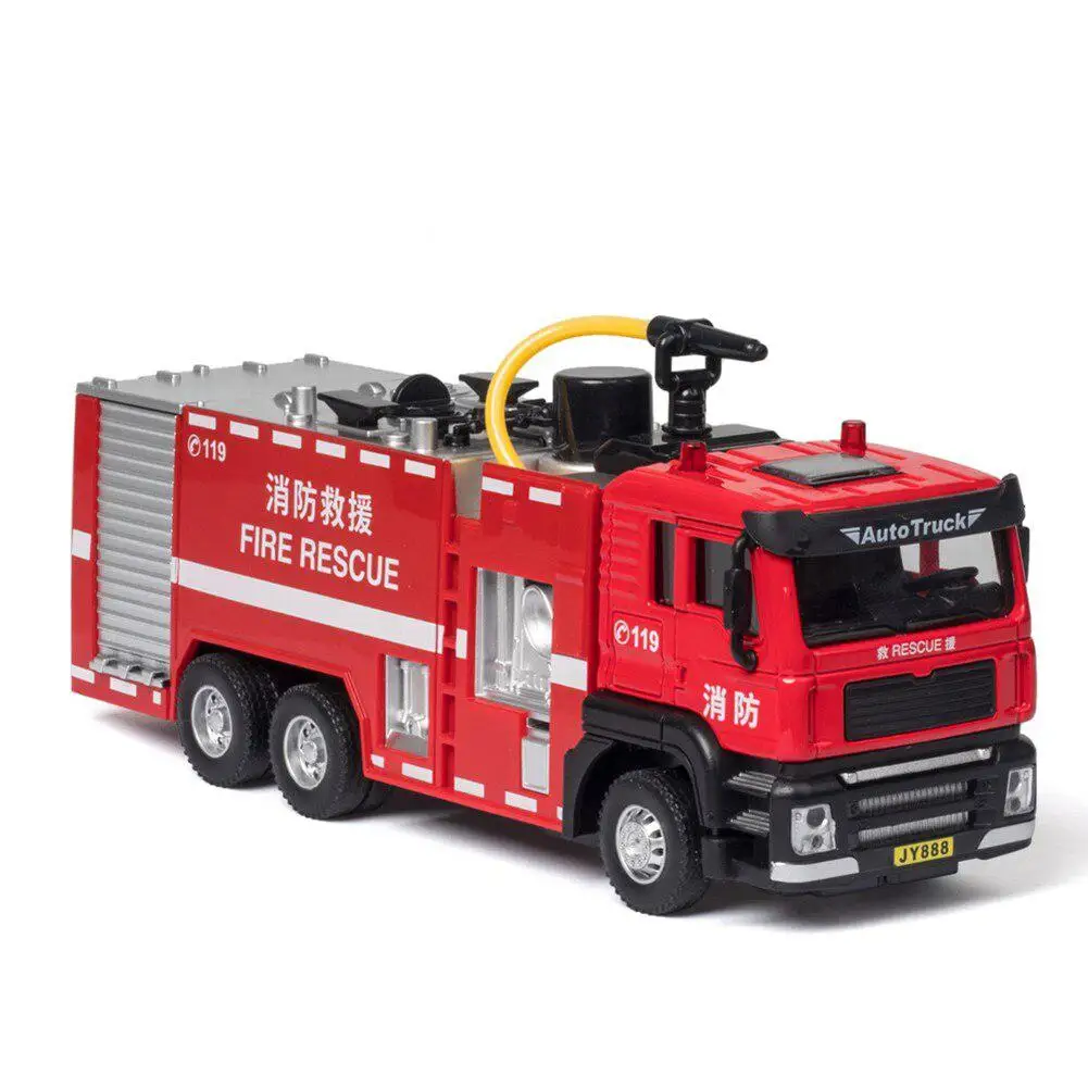 1:50 Lydinio Automobilio Modelį Inžinerijos Transporto priemonių Imituoti Priešgaisrinės Gelbėjimo Sunkvežimis su Cisterna Kopėčių Švietimo Garso, Šviesos, Vandens Purškimo Žaislai