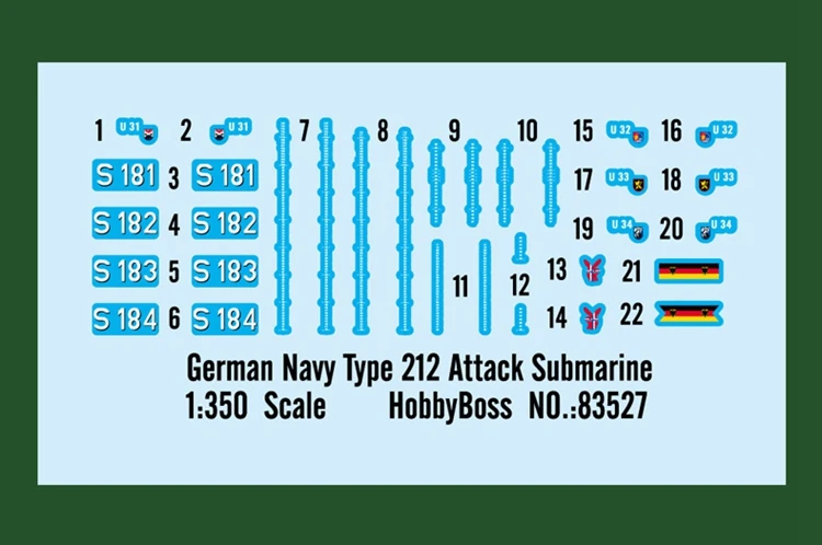 1/350 Vokietijos Karinio Jūrų Laivyno U212 Povandeninis Laivas, Plastiko, Surinkto Modelio