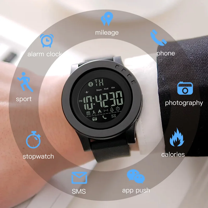 SKMEI Smart Watch Vyrų Bluetooth Kalorijų Laikrodžius Mens Skirti 